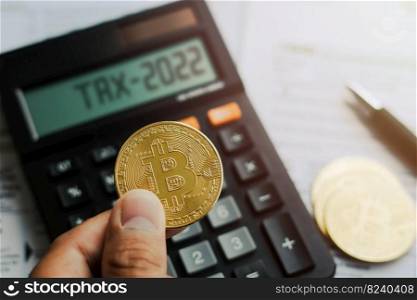 bitcoins - Bitcoin in the hands of a businessman The Future of Cryptocurrency and Money Tax Deductions in 2022