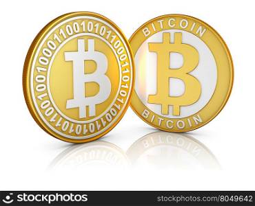 Bitcoins on a white background, 3d render