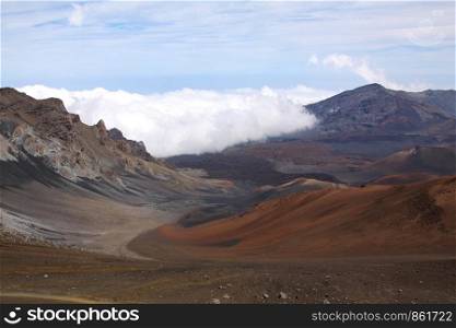 Bizarre landscape with colorful earth of mountains Mauna Lea