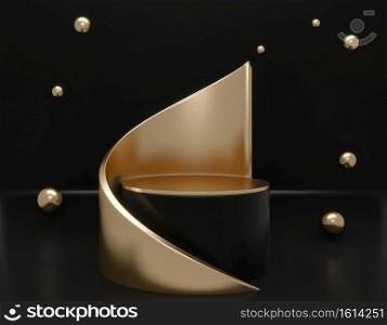 Black Abstract and podium geometric for Product presentation. 3D rendering