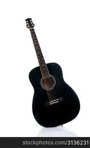 Black acoustic guitar isolated on white