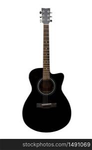 Black acoustic guitar on a white background