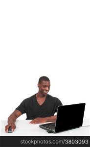 Black African American man business student computer user