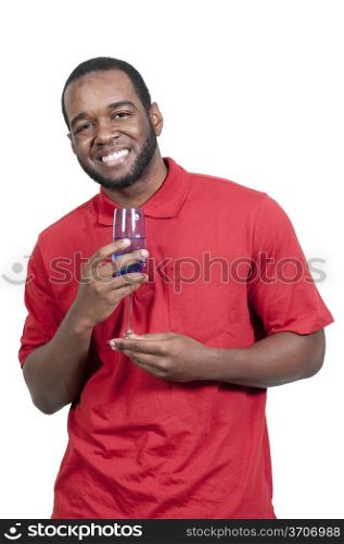 Black African American man holding a wine glass