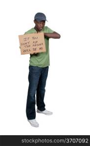 Black African American teenager holding up a sign that says If You Dont Ask The Answer Will Be No
