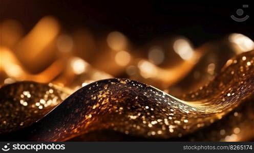 Black and Gold Bokeh Shiny Abstract Background. Generative AI