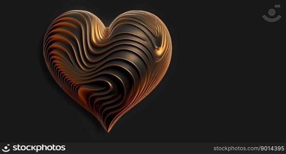 black and gold heart shape background banner with copy space. black and gold heart shape. Generative AI.