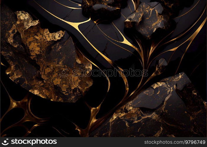 black and gold veins pattern, marble abstract texture background. white and golden marble texture