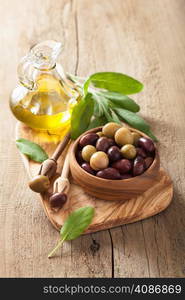 black and green marinated olives oil sage leaf