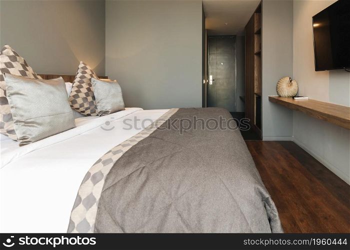 black and grey modern bedroom interior