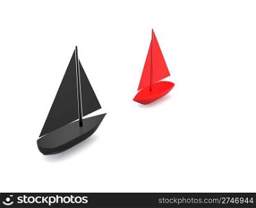 black and red ships duel. 3D