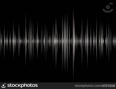 Black and silver graphic music read out with peaks and wave forms