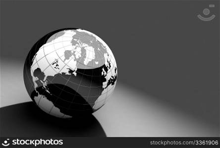 black and white 3d globe