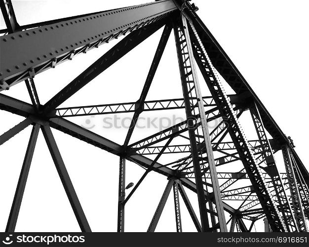 Black and white abstract steel structural of bridge detail