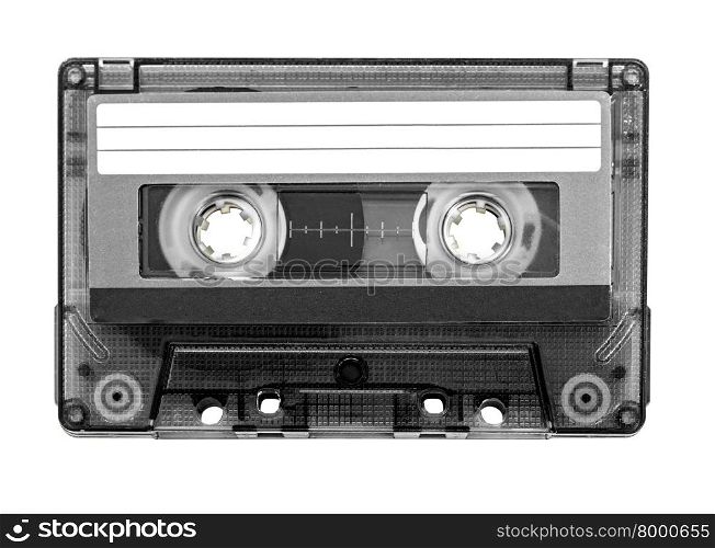 Black and White Audio cassette tape isolated on white background