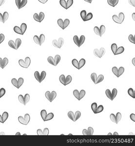 Black and white background.. Hearts seamless pattern