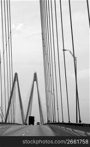 Black and white cable bridge photo in southern Texas