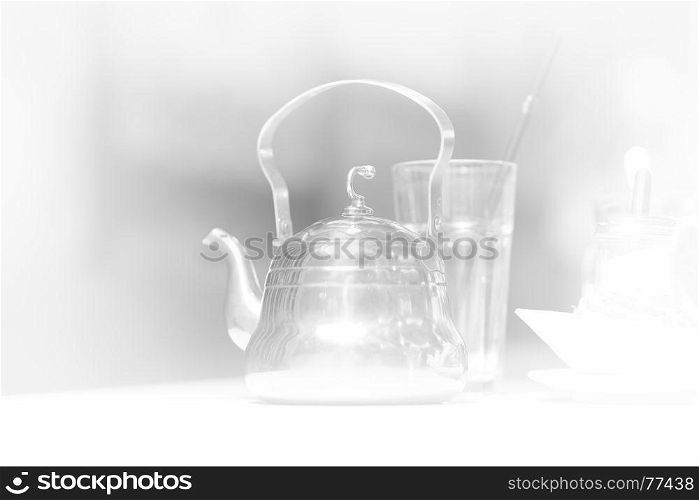 Black and white cafe teapot vignette background. Black and white cafe teapot vignette background hd