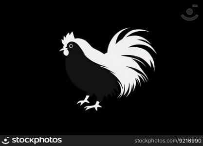 black and white chicken logo, chicken products advertising icon, generative ai.