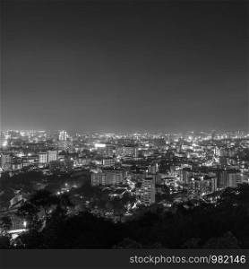 Black and white cityscapes in the night with colorful and the city is business growth.