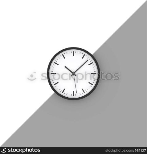 black and white clock minimal 3d rendering