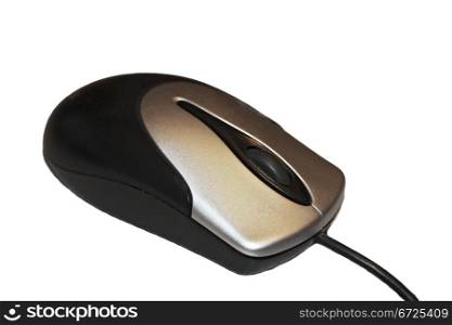 Black and white computer mouse isolated on the white background