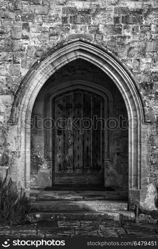Black and white detail image of Regency period design window in . Black and white detail image of Regency period design window in medieval house
