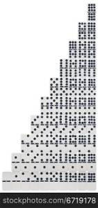 black and white domino set of 55 pieces isolated on white background.
