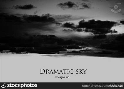 black and white dramatic night sky with clouds