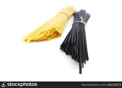 Black and white dry spaghetti