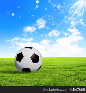 Black and white football or soccer ball, colour illustration