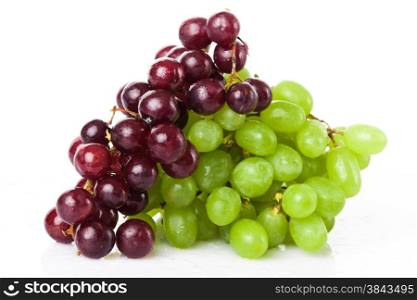 Black and white grapes isolated on white background