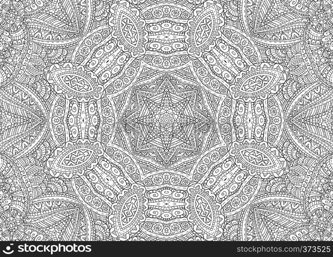 Black and white graphics with abstract outline pattern, doodle background