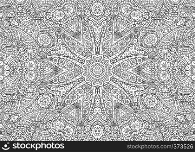 Black and white graphics with abstract outline pattern, doodle background