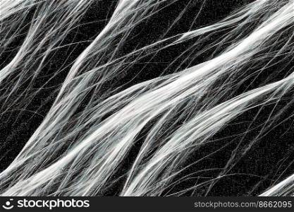 Black and white hair strands seamless textile pattern 3d illustrated
