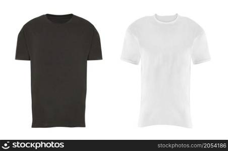 Black and white man T-shirt isolated on white. Black and white man T-shirt