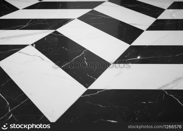 Black and white marble texture Were arranged alternately to create patterns For interior design of buildings and houses Texture concept, free space background and copy spaces.