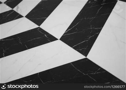 Black and white marble texture Were arranged alternately to create patterns For interior design of buildings and houses Texture concept, free space background and copy spaces.