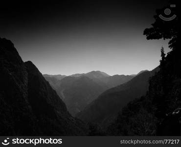 Black and white mountains