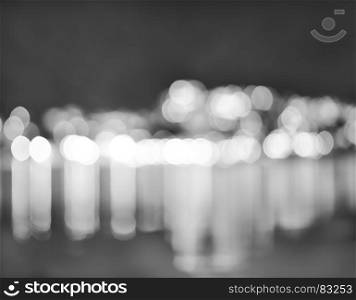 Black and white night city lights bokeh with reflections backgro. Black and white night city lights bokeh with reflections background hd