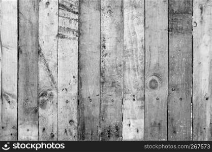 Black and White of old wood planks wall with scratched, dirty and rustic on textured surface. Abstract nature background.