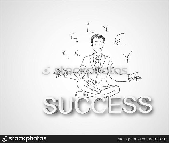 Black and white pencil drawing about success in business