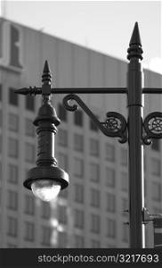 Black and White Photograph of Lamp Post on Portage Avenue