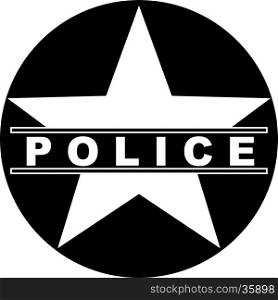 black and white police star symbol text
