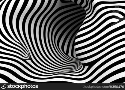  Black and white psychedelic optical illusion. Abstract hypnotic animated background  created by AI