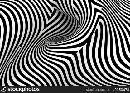  Black and white psychedelic optical illusion. Abstract hypnotic animated background  created by AI
