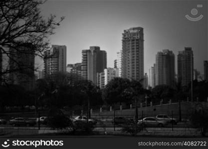 Black and white skyline