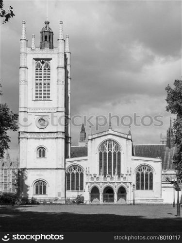 Black and white St Margaret Church in London. St Margaret Church at Westminster Abbey in London, UK in black and white