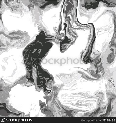 Black and white swirls of agate. Liquid swirls of marble texture. Fluid modern artwork. For wallpapers, banners, posters, cards, invitations, design covers, presentation, flyers. Vector illustration.. Black and white swirls of agate. Liquid swirls of marble texture.