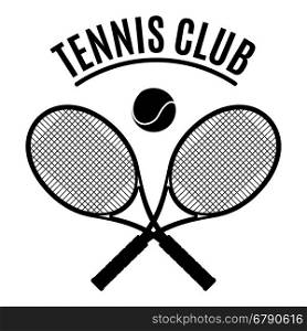 Black and white tennis club emblem. Black and white tennis club emblem vector illustration. Sport logo isolated on wihite